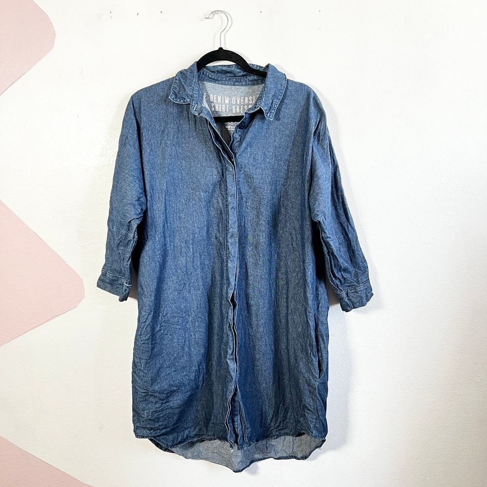 Denim Oversized Shirt Dress‎ Sz Small Western Cowgirl Festival
